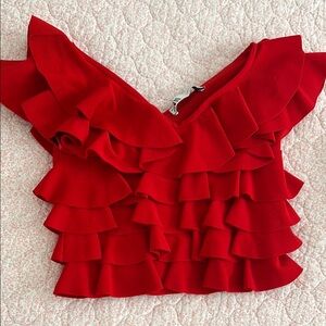 Zara Vibrant Red Layered Blouse
